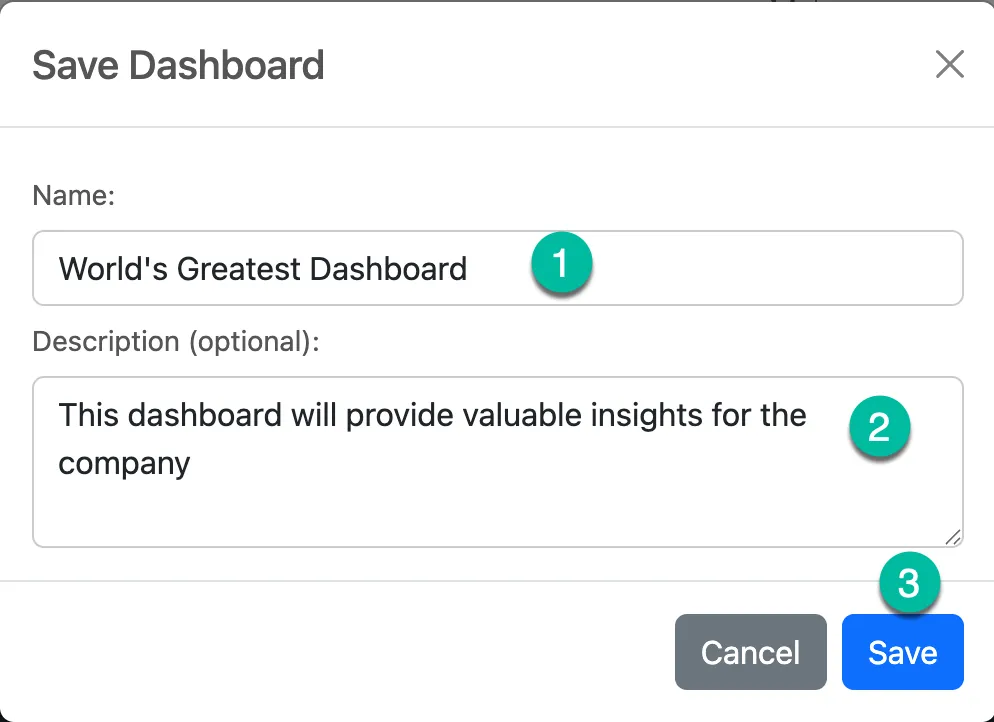 Save Dashboard dialog