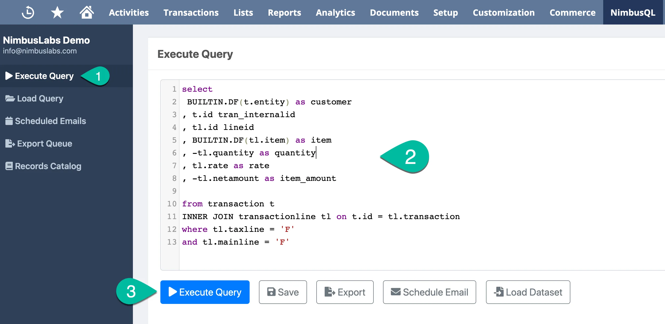 Write Query Screen