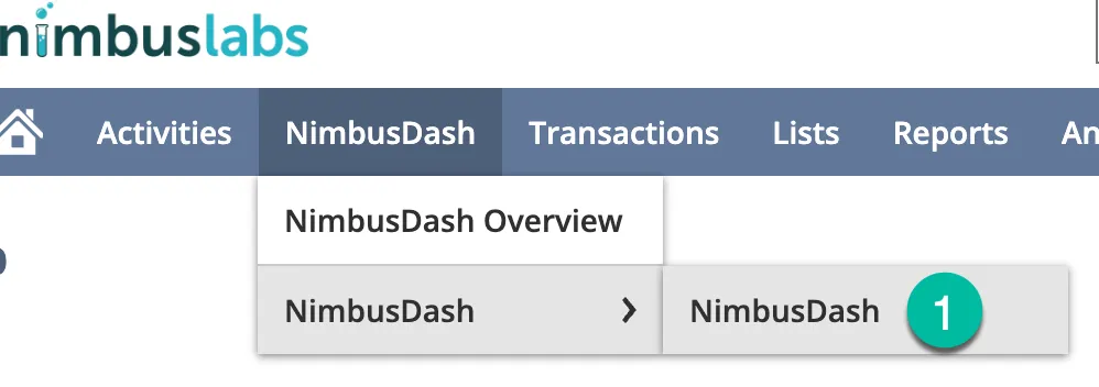 NimbusDash menu in NetSuite