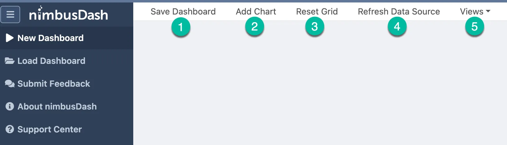 Top menu bar in NimbusDash